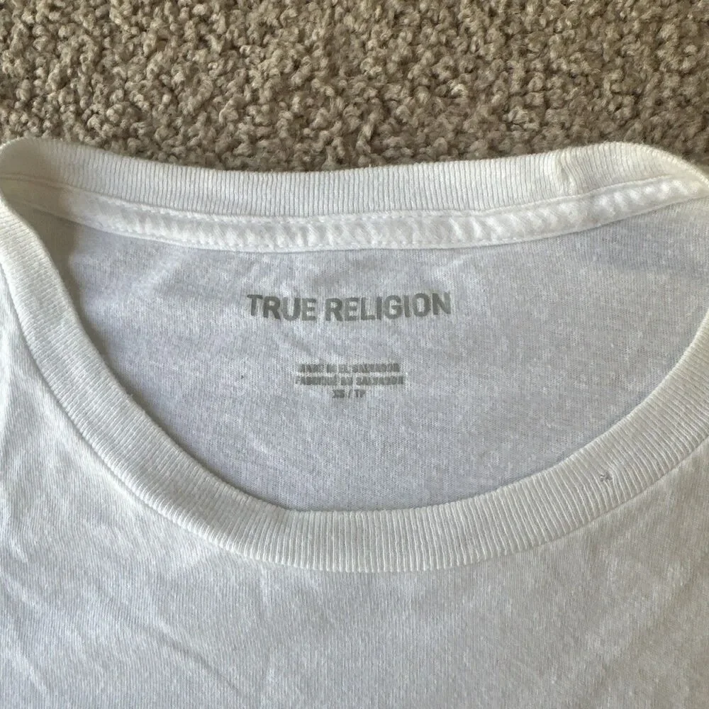 True Religion T-Shirt Dartboard Rosecrans Festival XS White Graphic Print